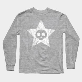 Skull in Star - Distressed Long Sleeve T-Shirt